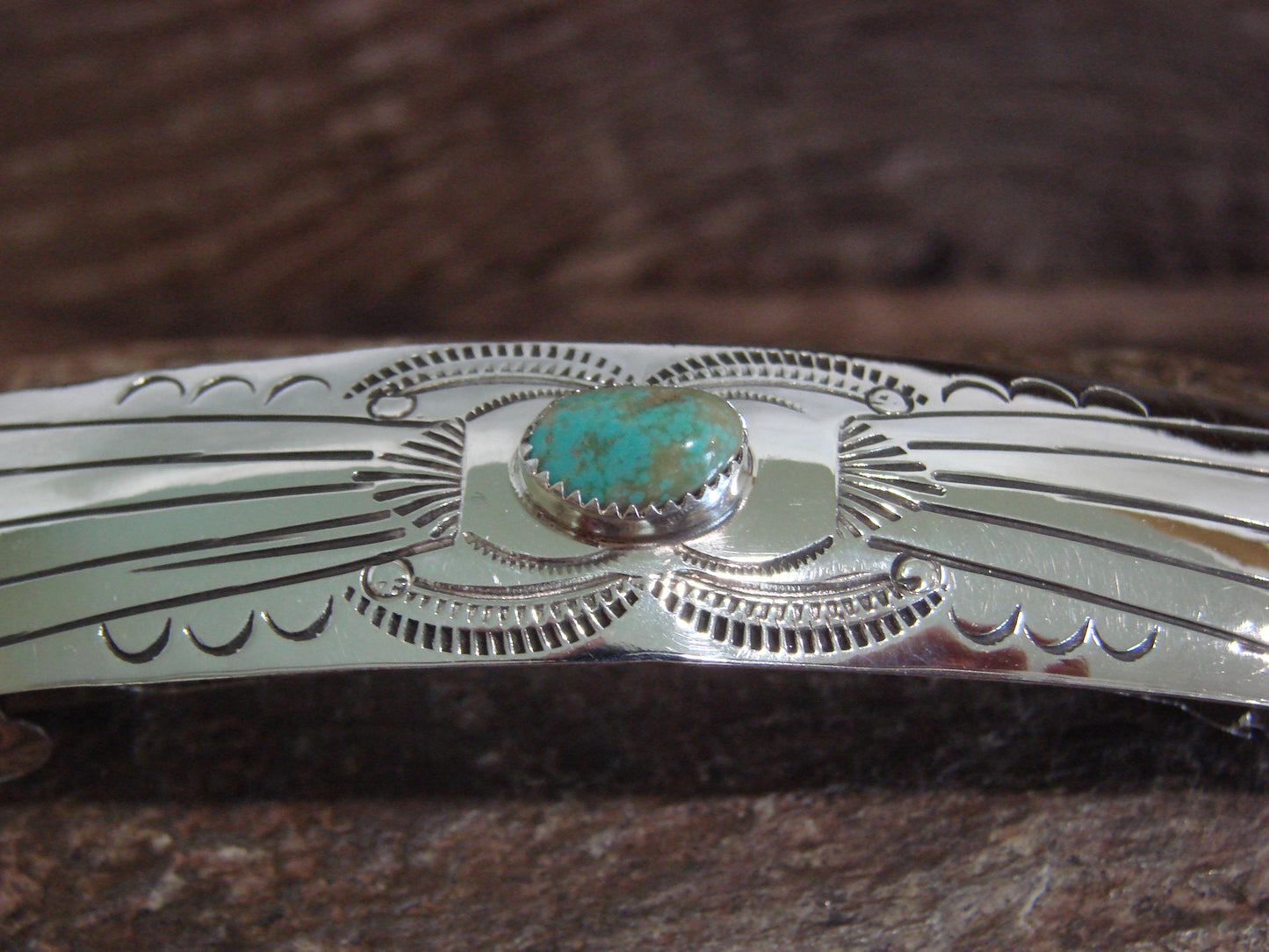 Native American Sterling Silver & Turquoise Hair Barrette by Begay