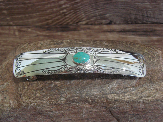 Native American Sterling Silver & Turquoise Hair Barrette by Begay