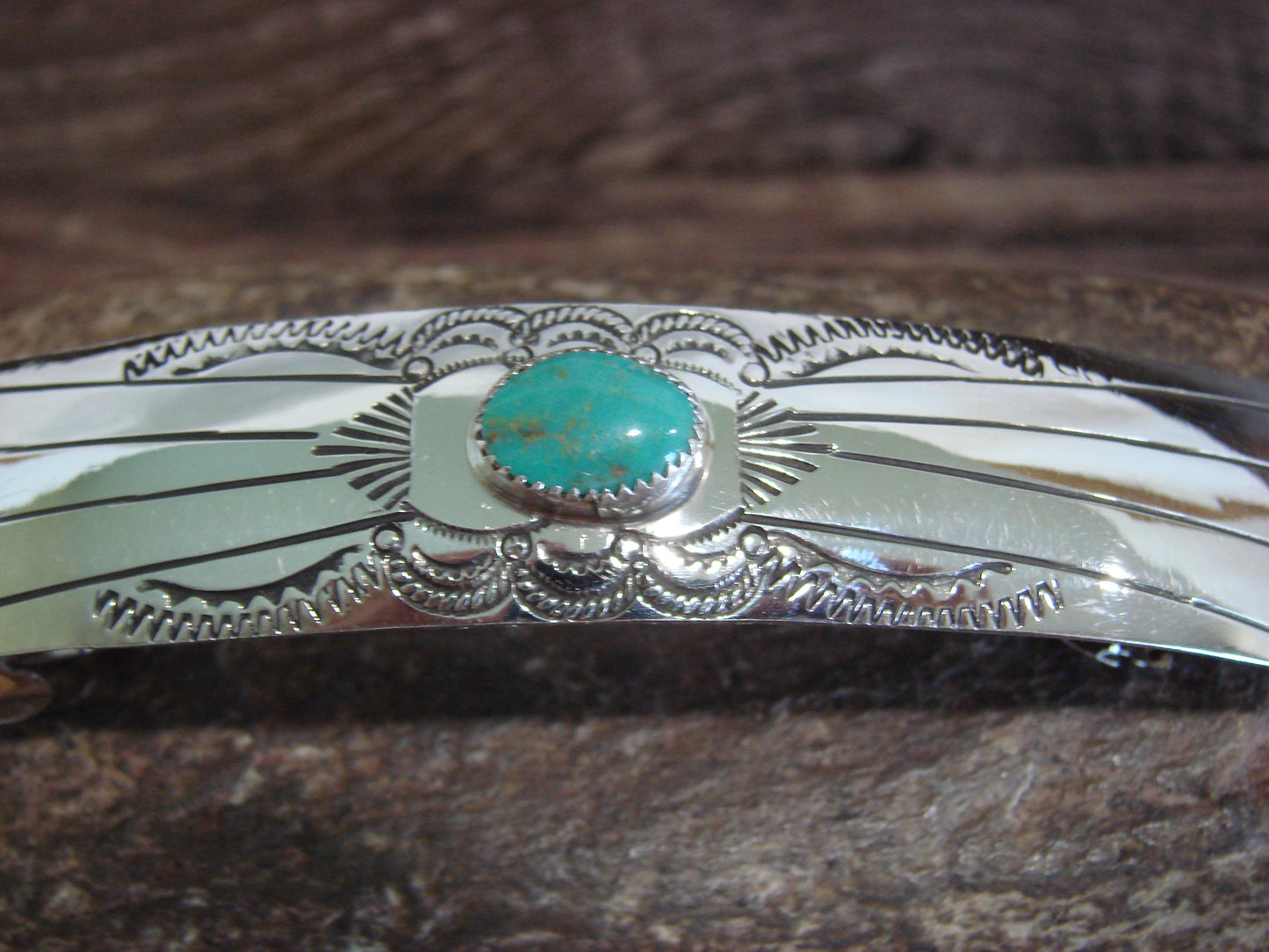 Native American Sterling Silver & Turquoise Hair Barrette by Begay