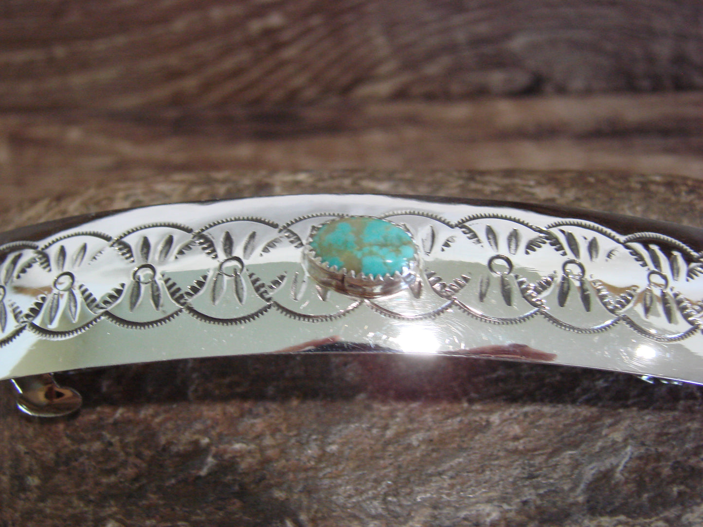 Native American Sterling Silver & Turquoise Hair Barrette by Begay