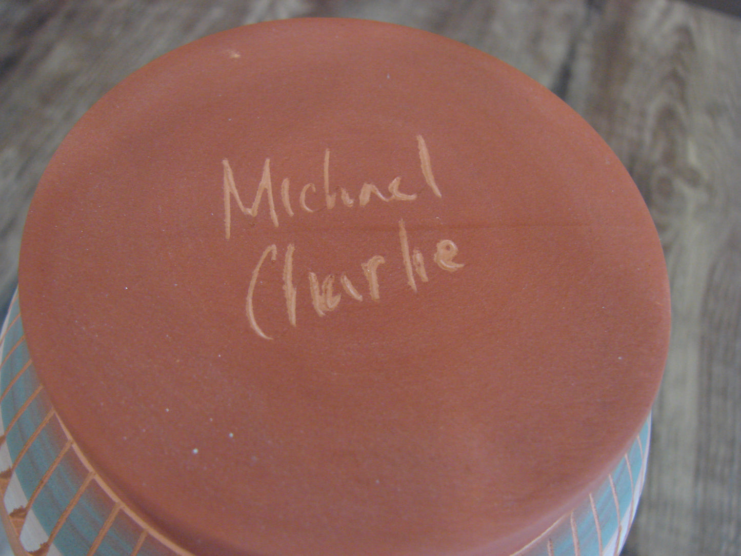 Native American Navajo Hand Etched & Hand Painted Pottery - Charlie