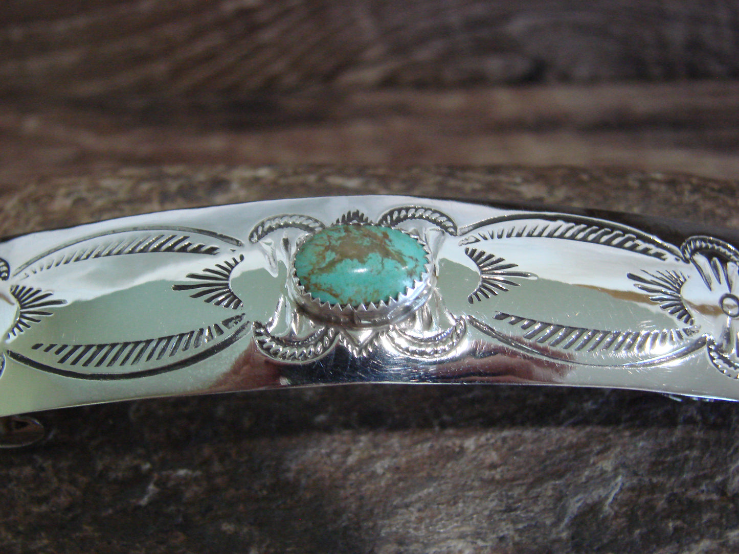 Native American Sterling Silver & Turquoise Hair Barrette by Begay