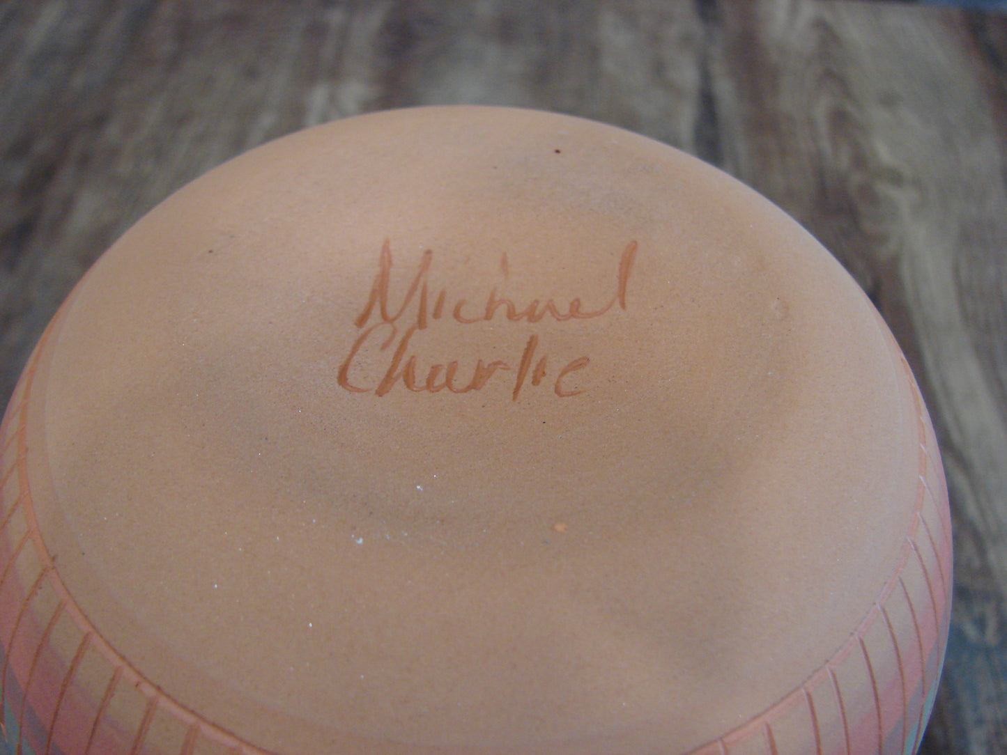 Native American Navajo Hand Etched & Hand Painted Pottery - Charlie