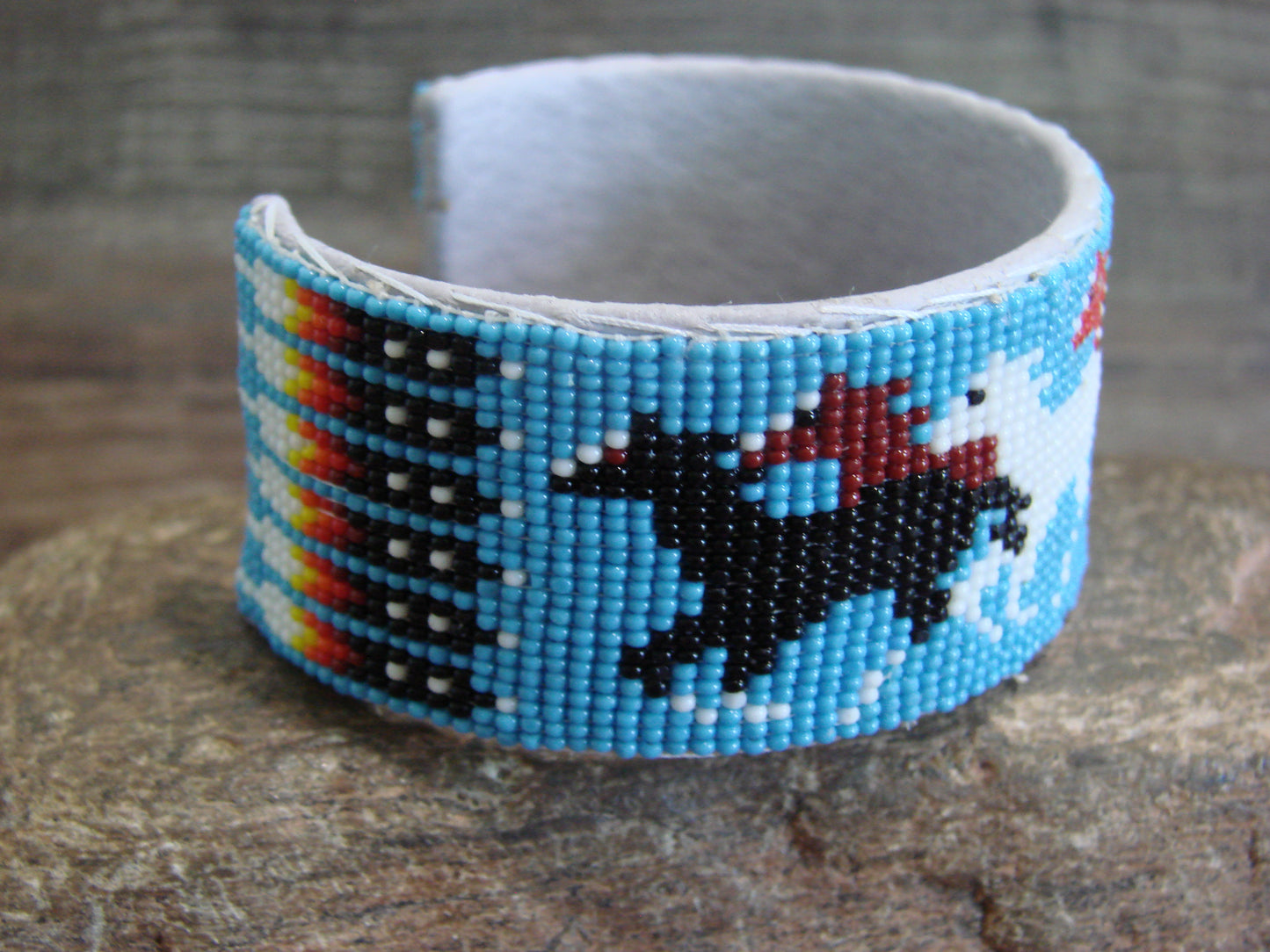 Native American Navajo Hand Beaded Horse Bracelet by Yazzie