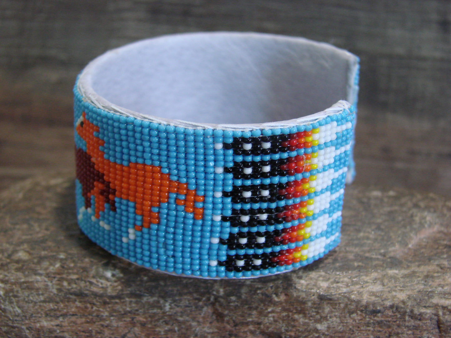 Native American Navajo Hand Beaded Horse Bracelet by Yazzie