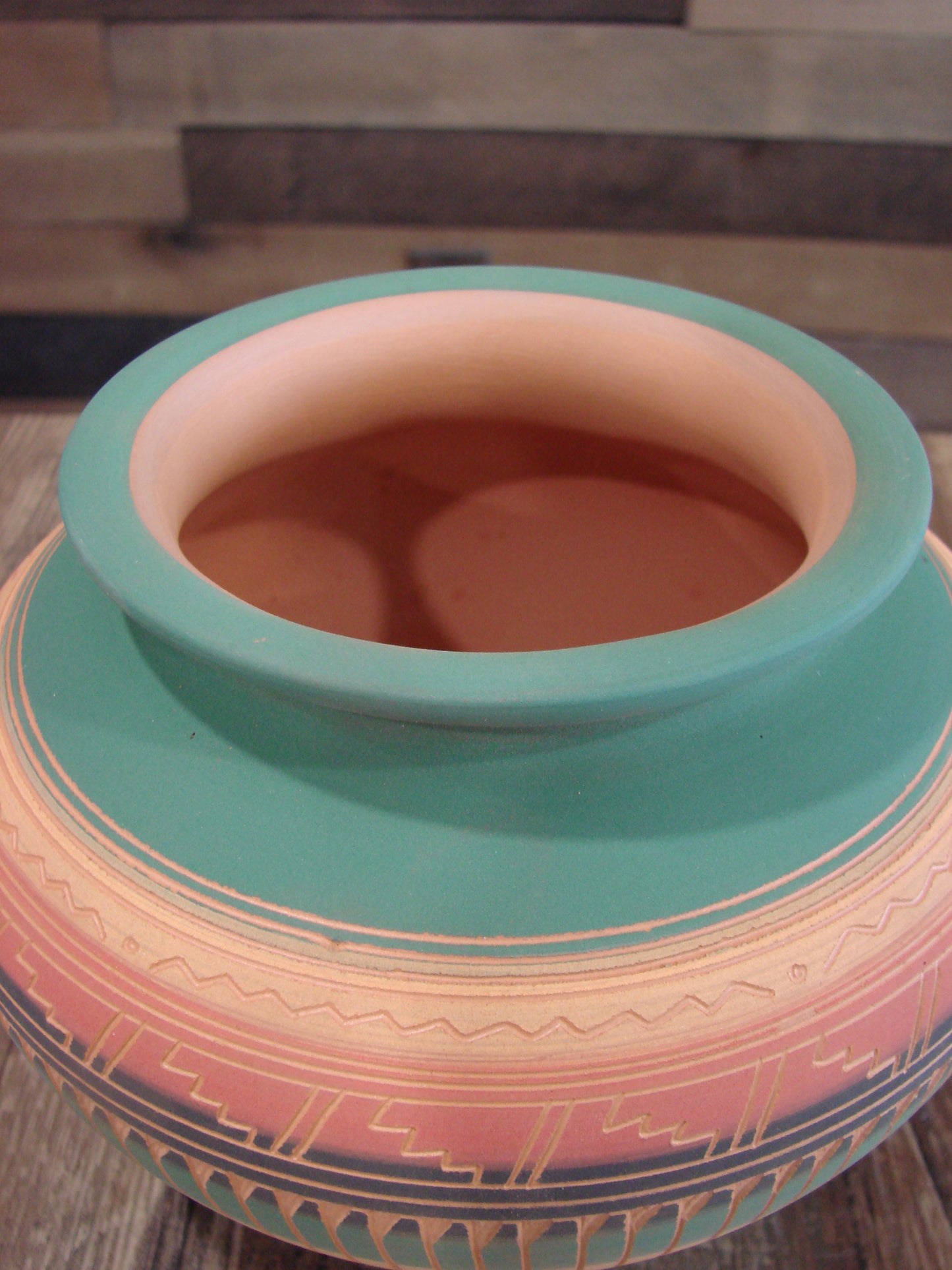 Native American Navajo Hand Etched & Hand Painted Pottery - Charlie