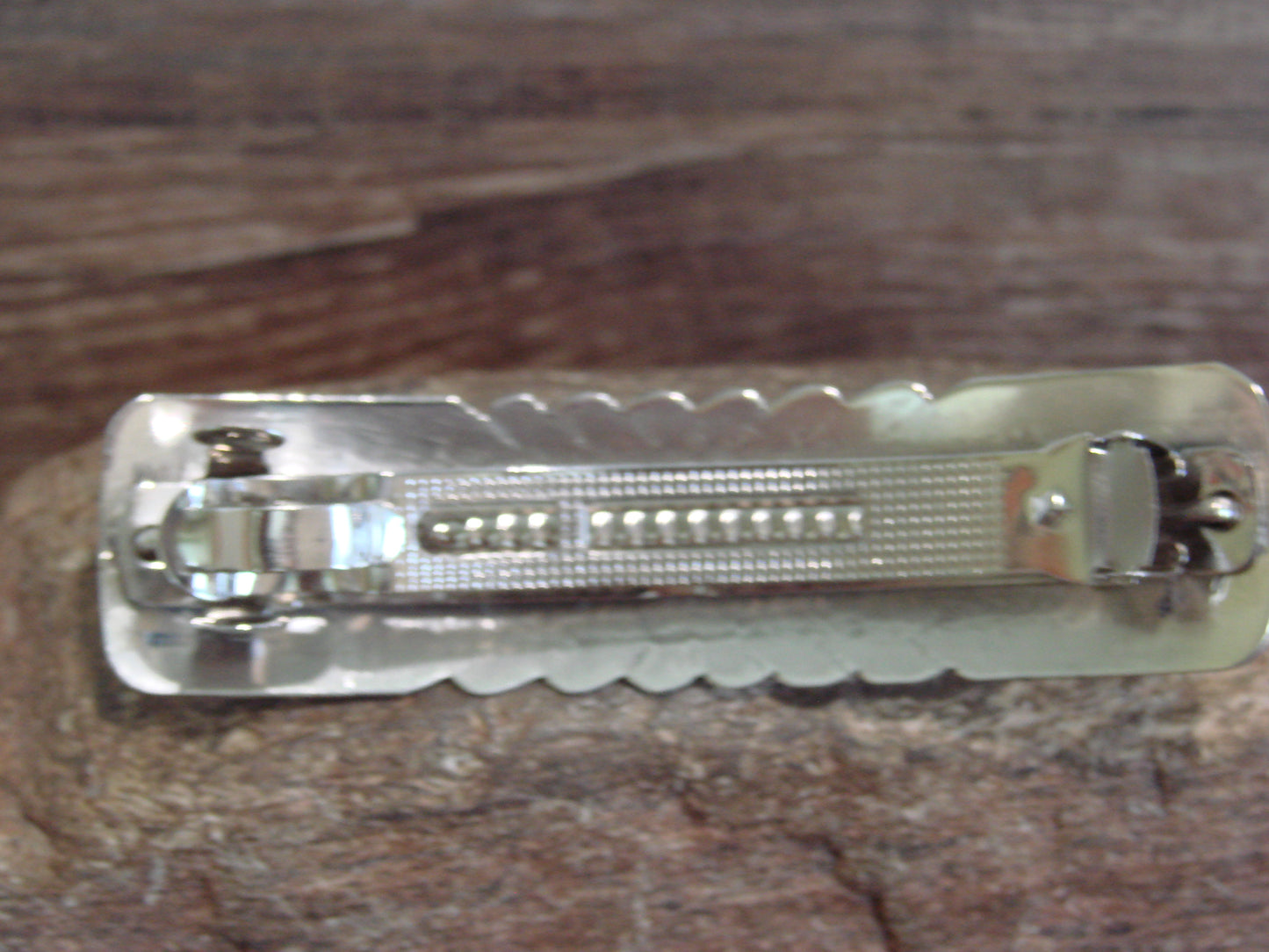 Native American Sterling Silver & Turquoise Hair Barrette Signed WM