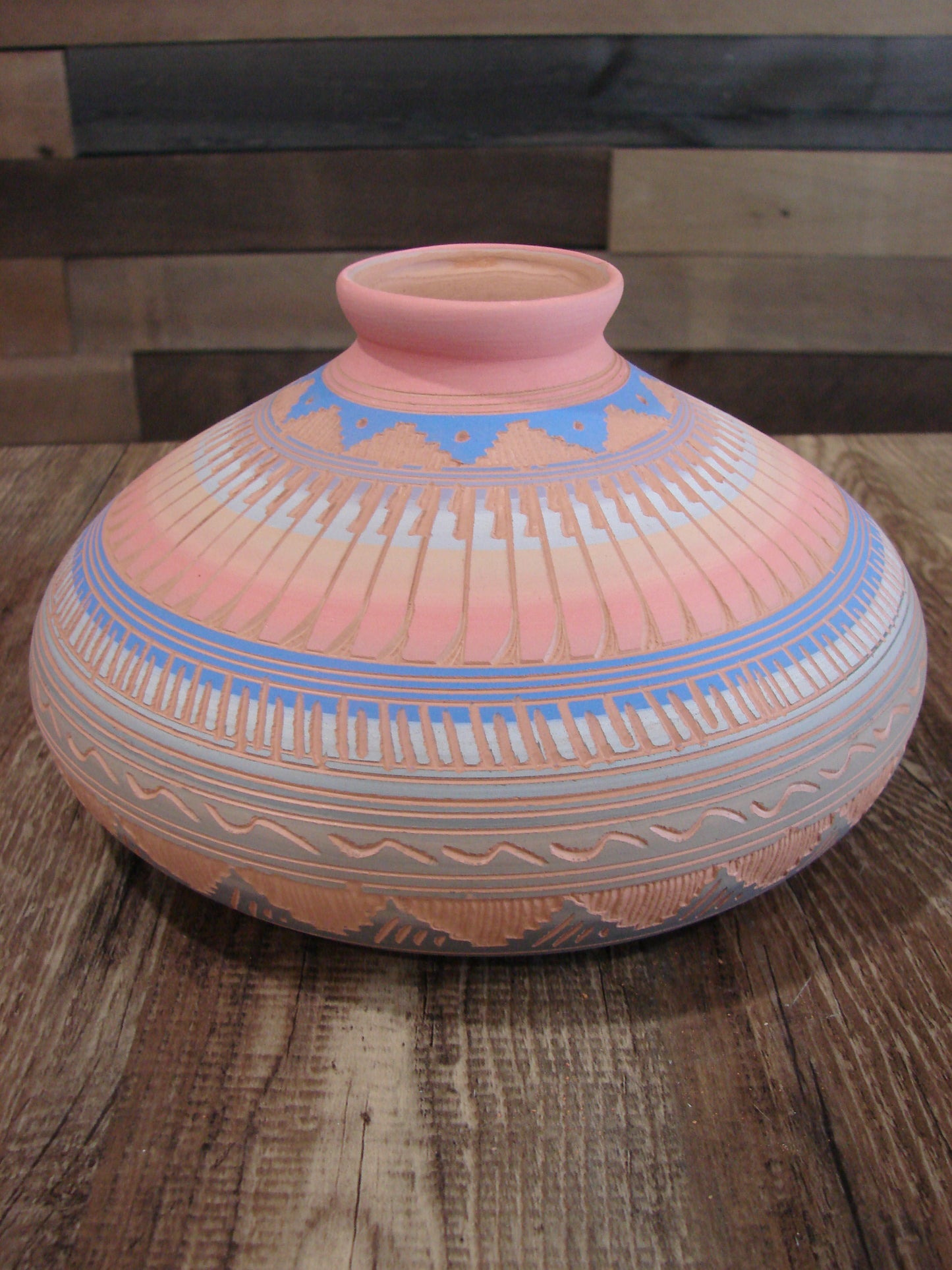 Native American Navajo Hand Etched & Hand Painted Pottery - Charlie