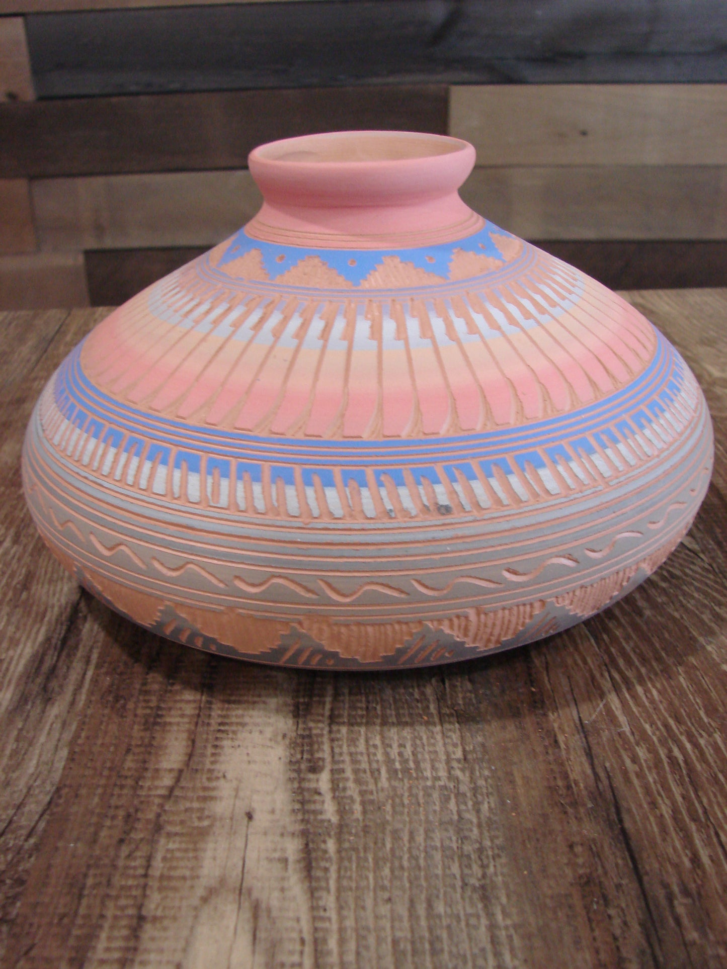 Native American Navajo Hand Etched & Hand Painted Pottery - Charlie