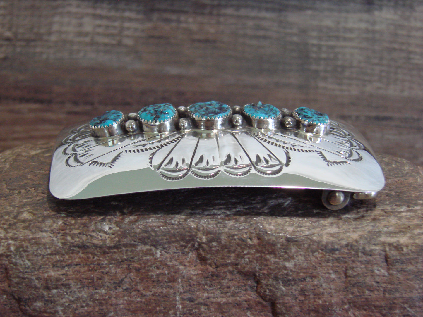Native American Sterling Silver & Turquoise Belt Buckle by Begay
