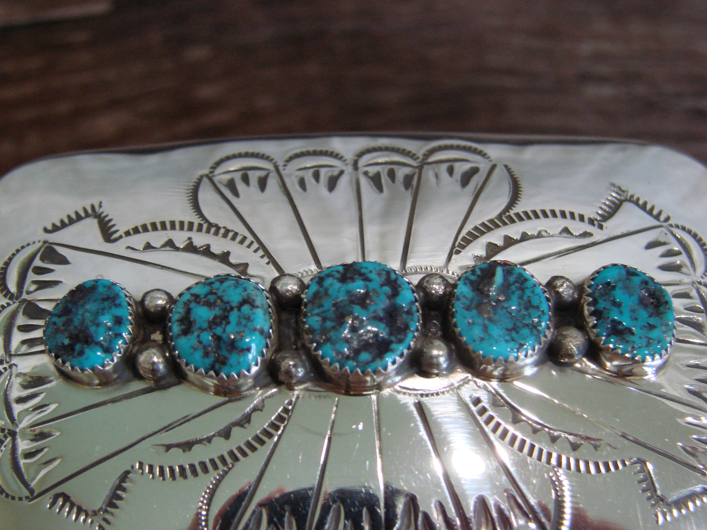 Native American Sterling Silver & Turquoise Belt Buckle by Begay