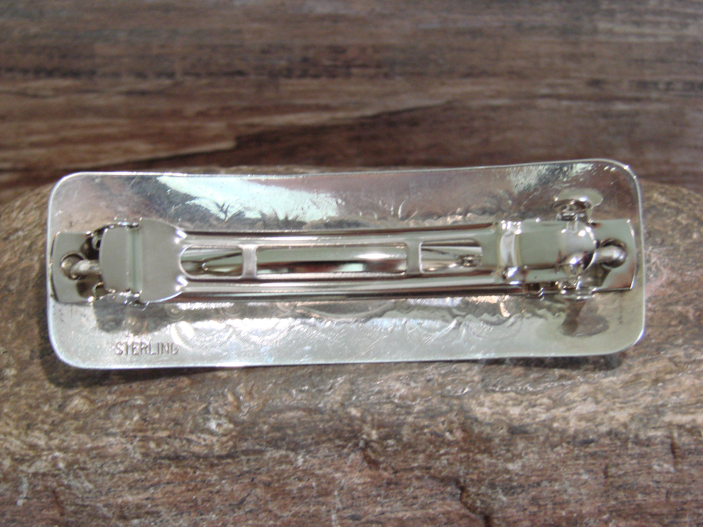 Native American Sterling Silver & Coral Row Hair Barrette by Begay