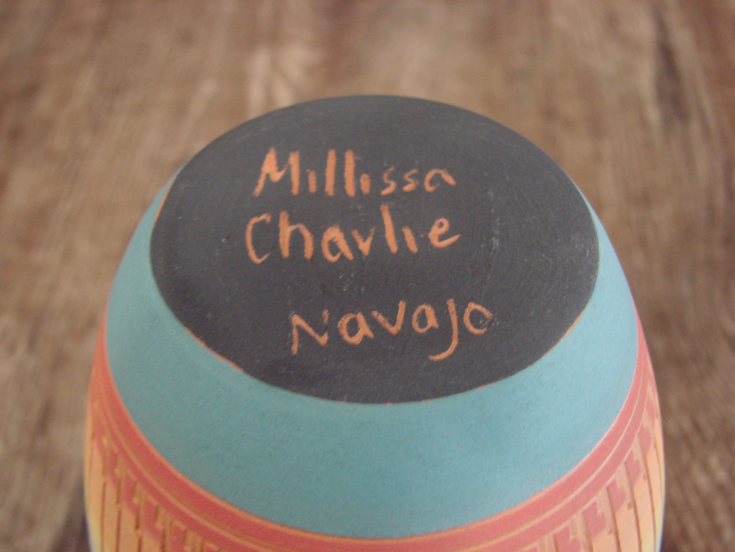 Native American Navajo Hand Etched & Hand Painted Pottery - Charlie