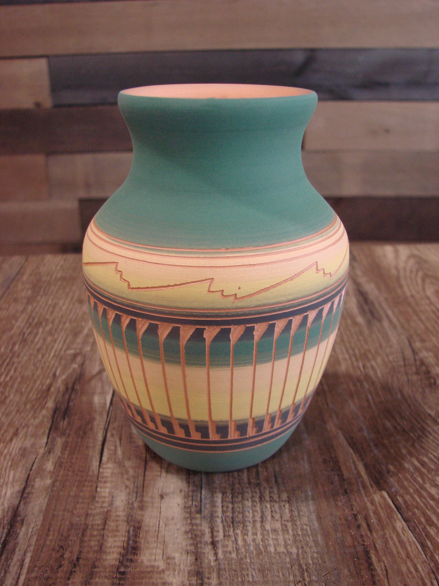 Native American Navajo Hand Etched & Hand Painted Pottery - Charlie