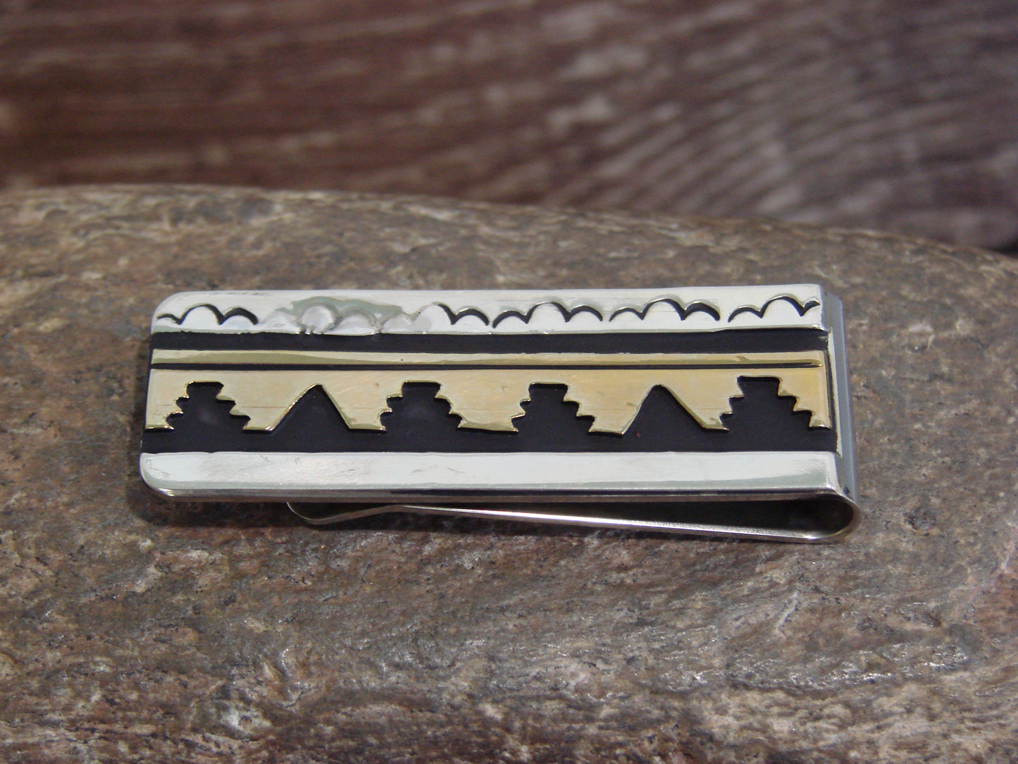 Native American Sterling Silver & 12 kt Gold Fill Money Clip by Singer