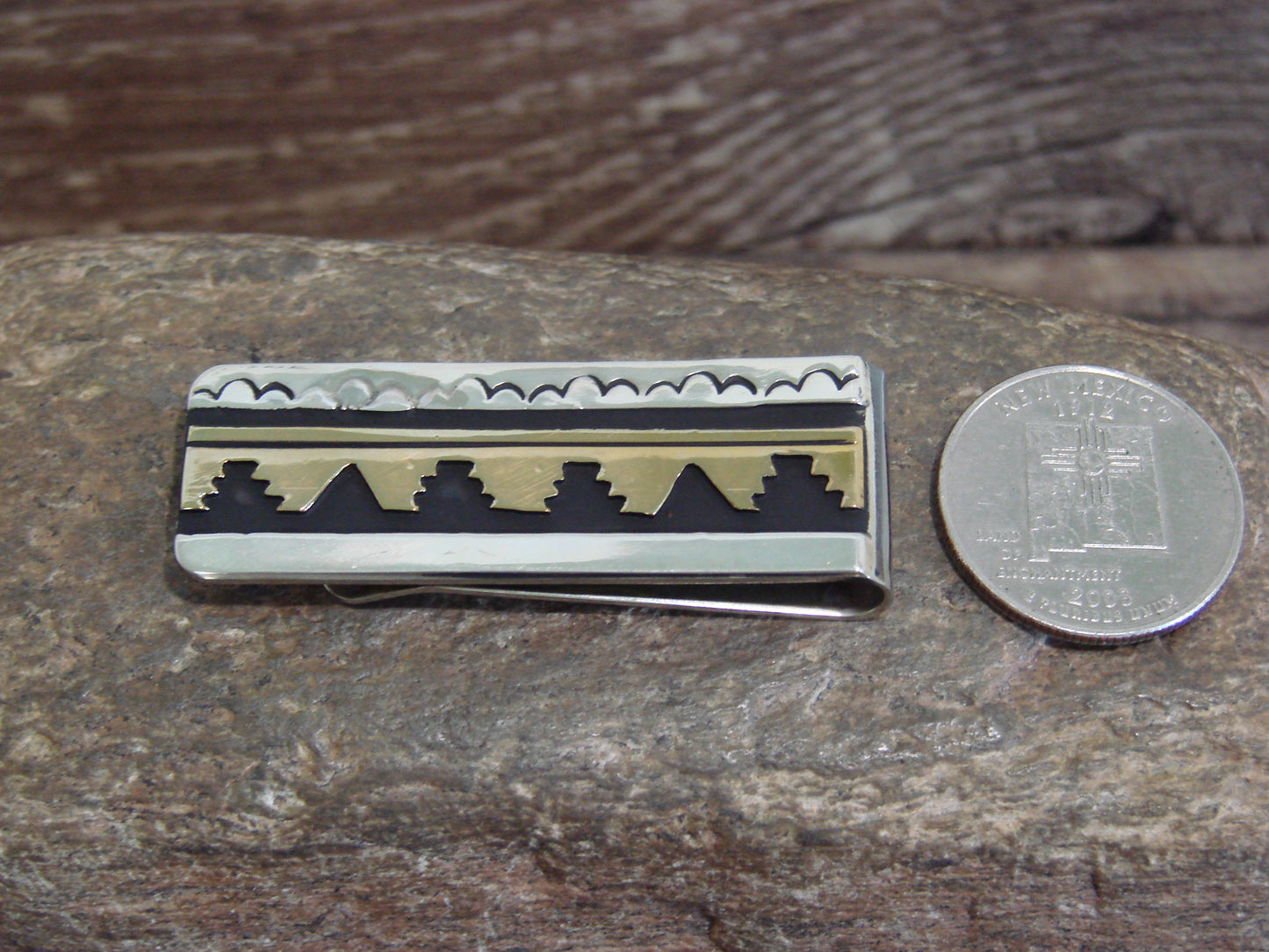 Native American Sterling Silver & 12 kt Gold Fill Money Clip by Singer
