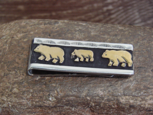 Native American Sterling Silver & 12 kt Gold Fill Bear Money Clip by Singer
