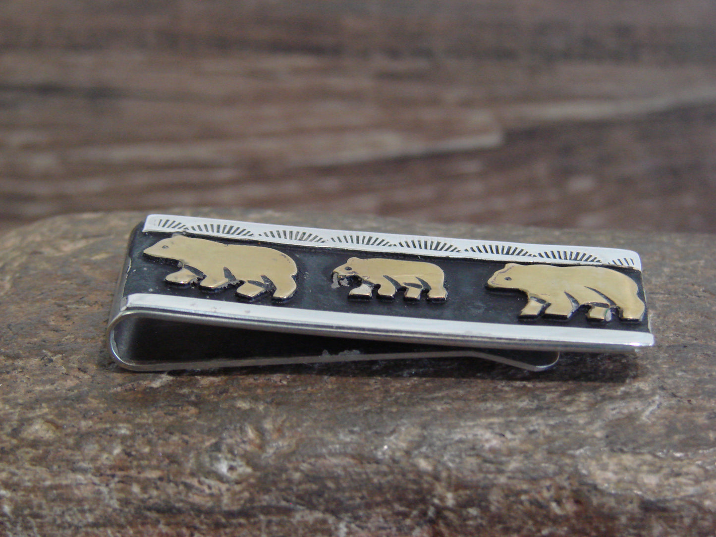 Native American Sterling Silver & 12 kt Gold Fill Bear Money Clip by Singer