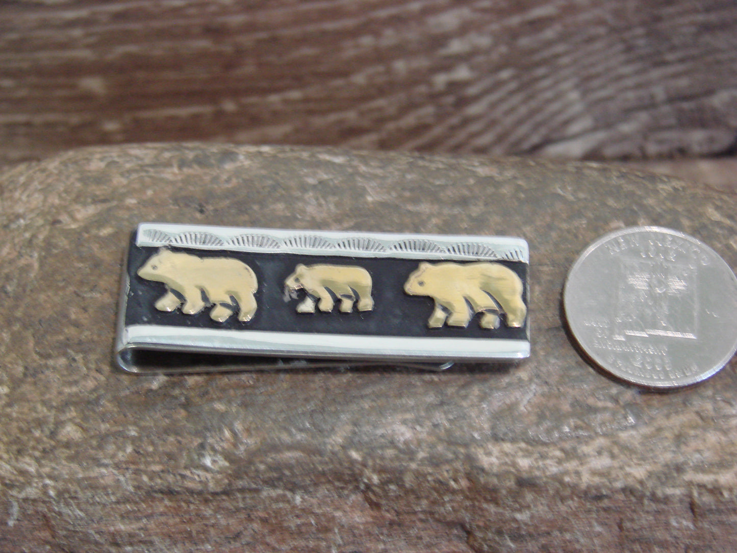 Native American Sterling Silver & 12 kt Gold Fill Bear Money Clip by Singer