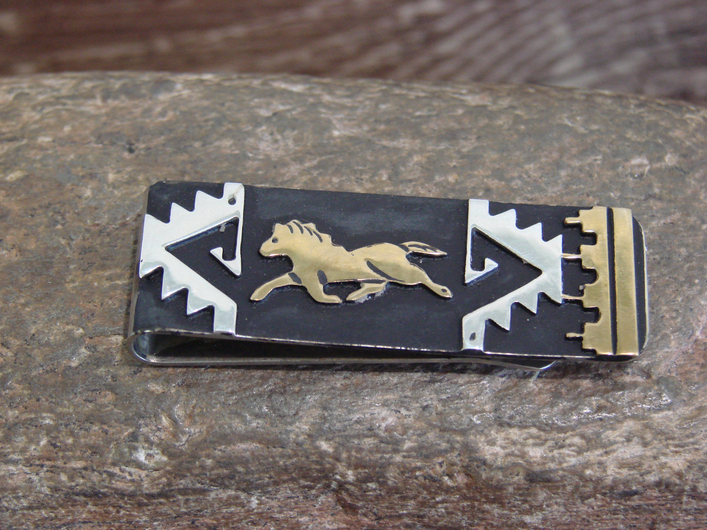 Native American Sterling Silver & 12 kt Gold Fill Horse Money Clip by Singer