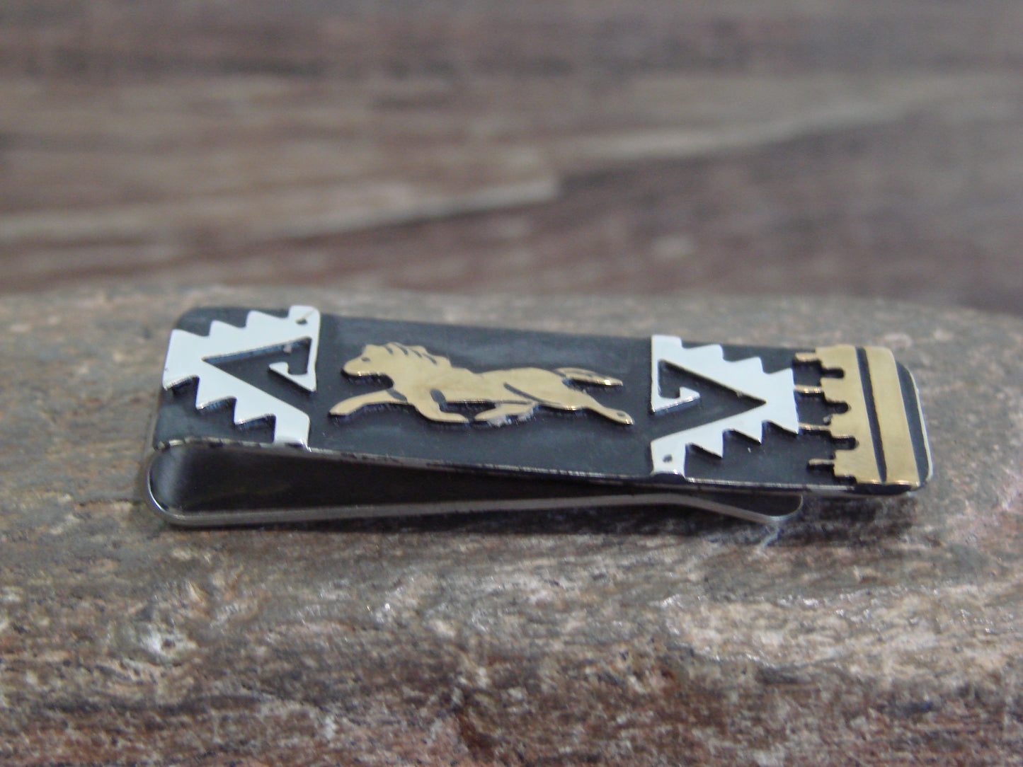 Native American Sterling Silver & 12 kt Gold Fill Horse Money Clip by Singer
