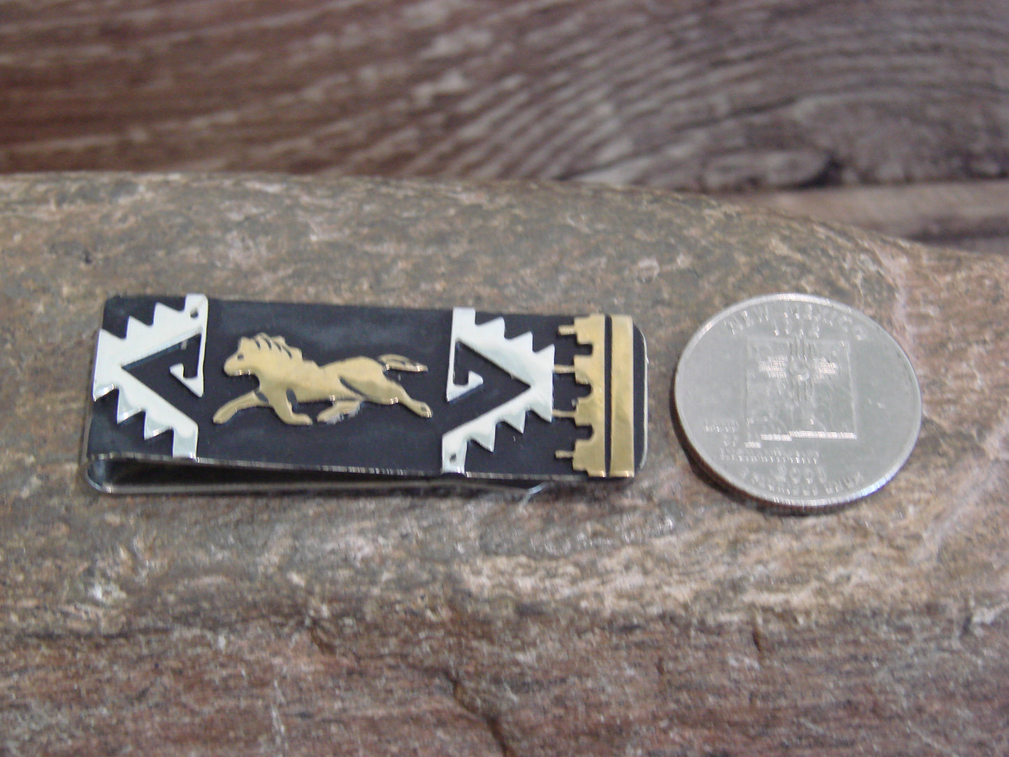 Native American Sterling Silver & 12 kt Gold Fill Horse Money Clip by Singer