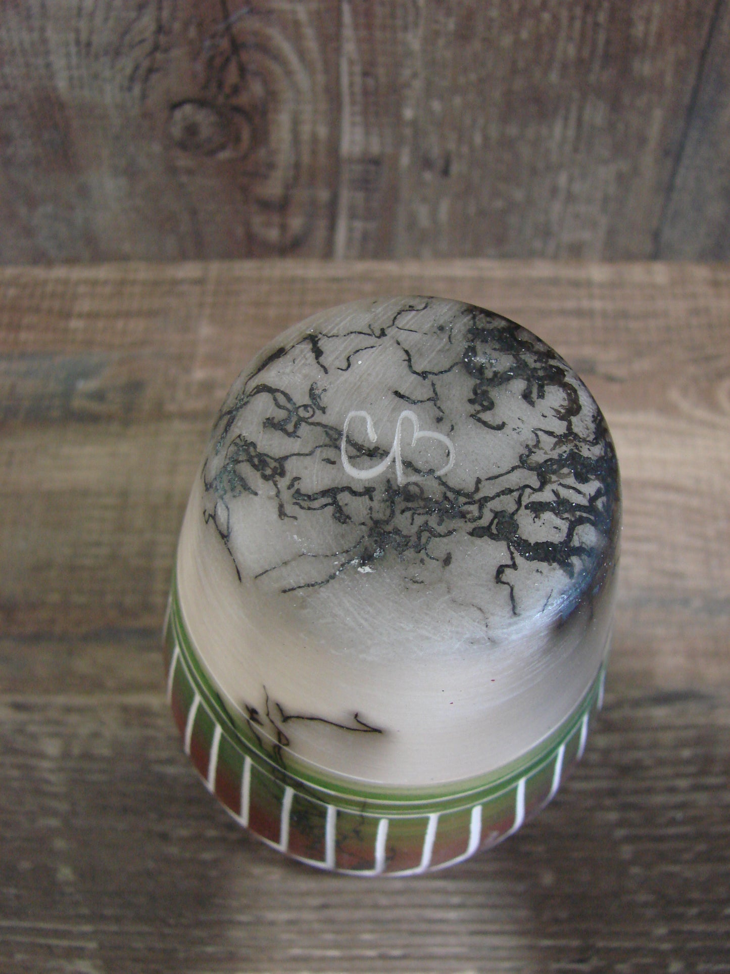 Small Native American Hand Etched Horse Hair Pottery - Benally