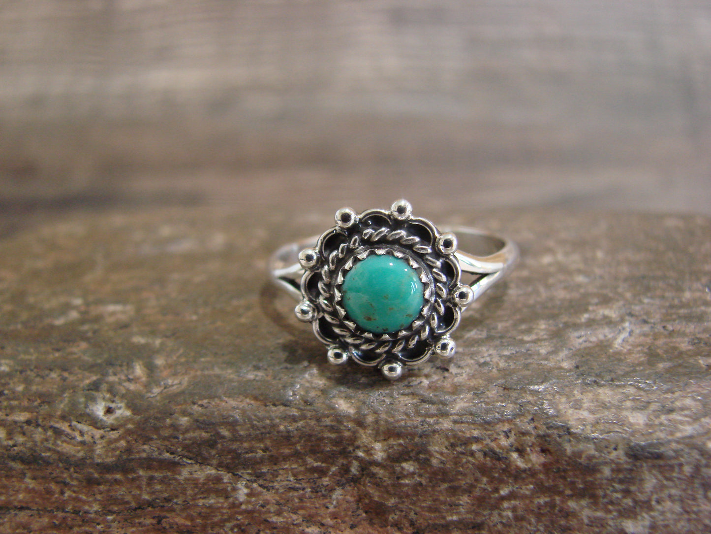 Native American Sterling Silver & Turquoise Ring by Smith - Size 9.5
