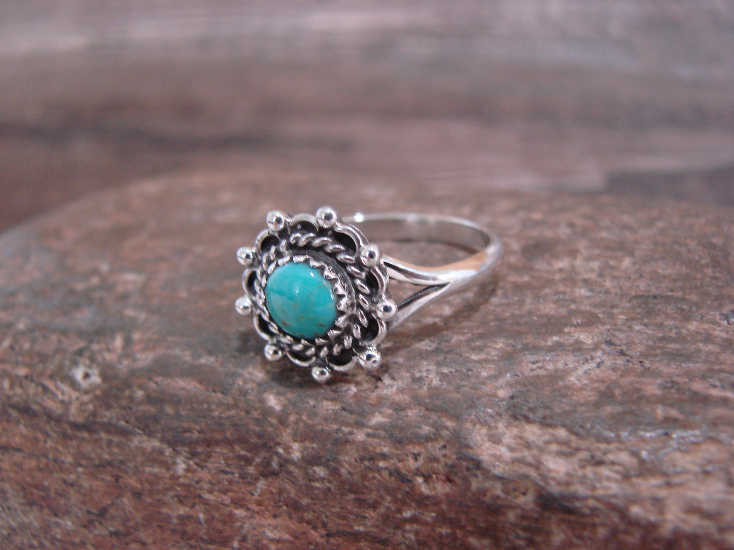 Native American Sterling Silver & Turquoise Ring by Smith - Size 9.5
