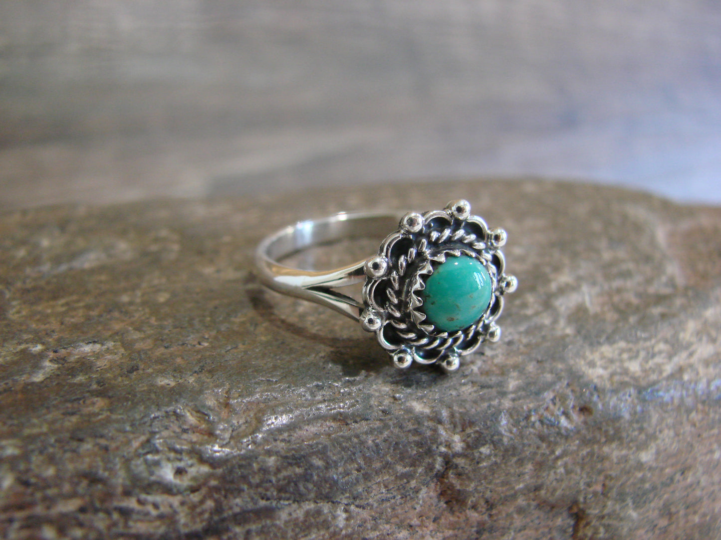 Native American Sterling Silver & Turquoise Ring by Smith - Size 9.5