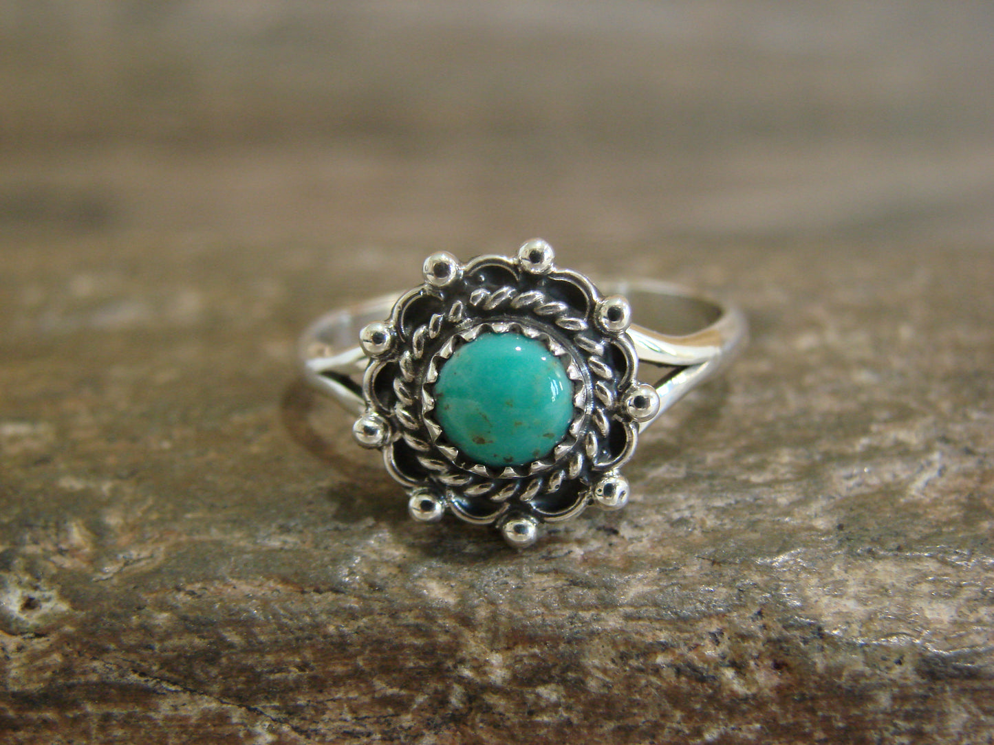 Native American Sterling Silver & Turquoise Ring by Smith - Size 9.5