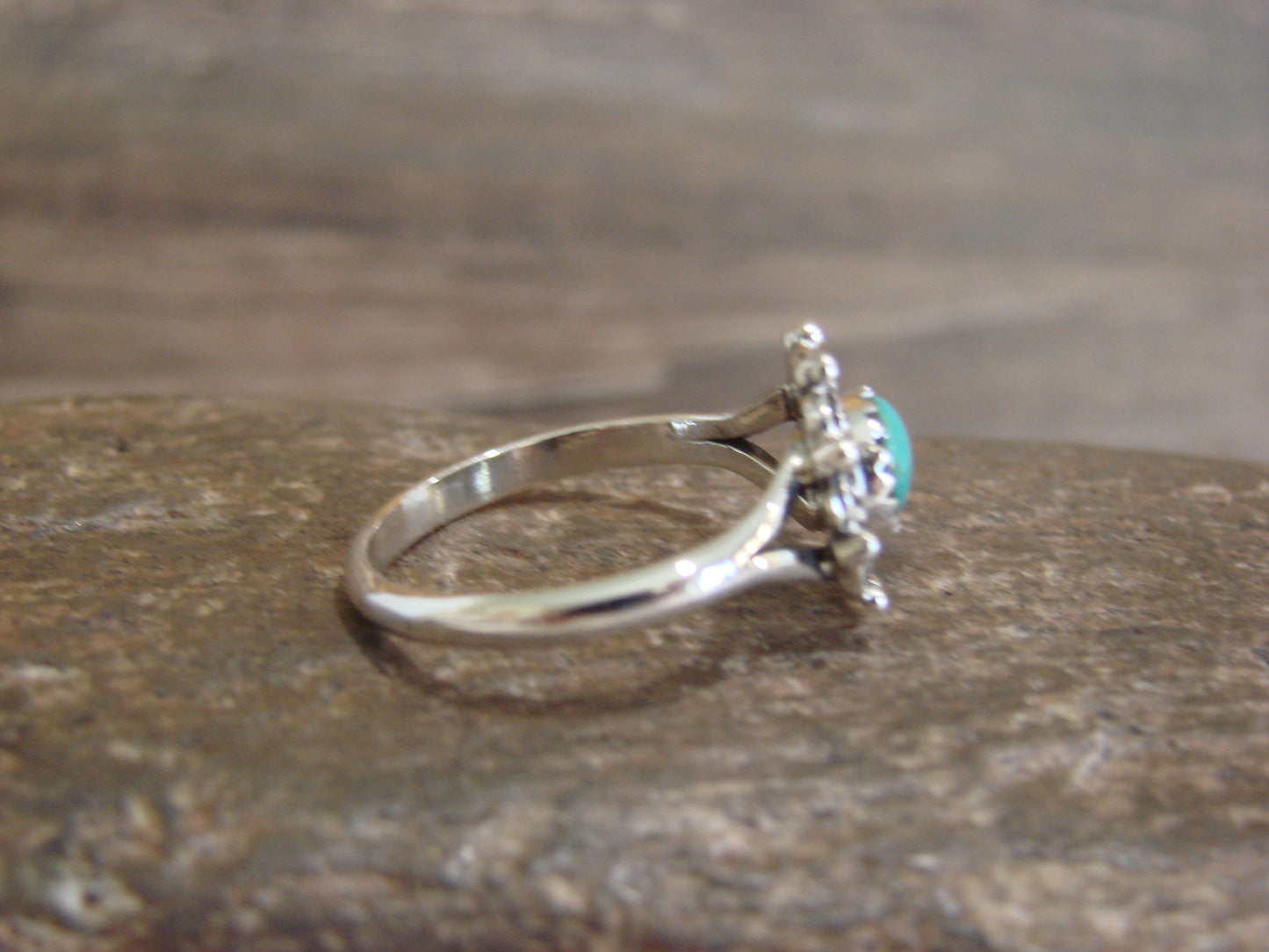 Native American Sterling Silver & Turquoise Ring by Smith - Size 9.5