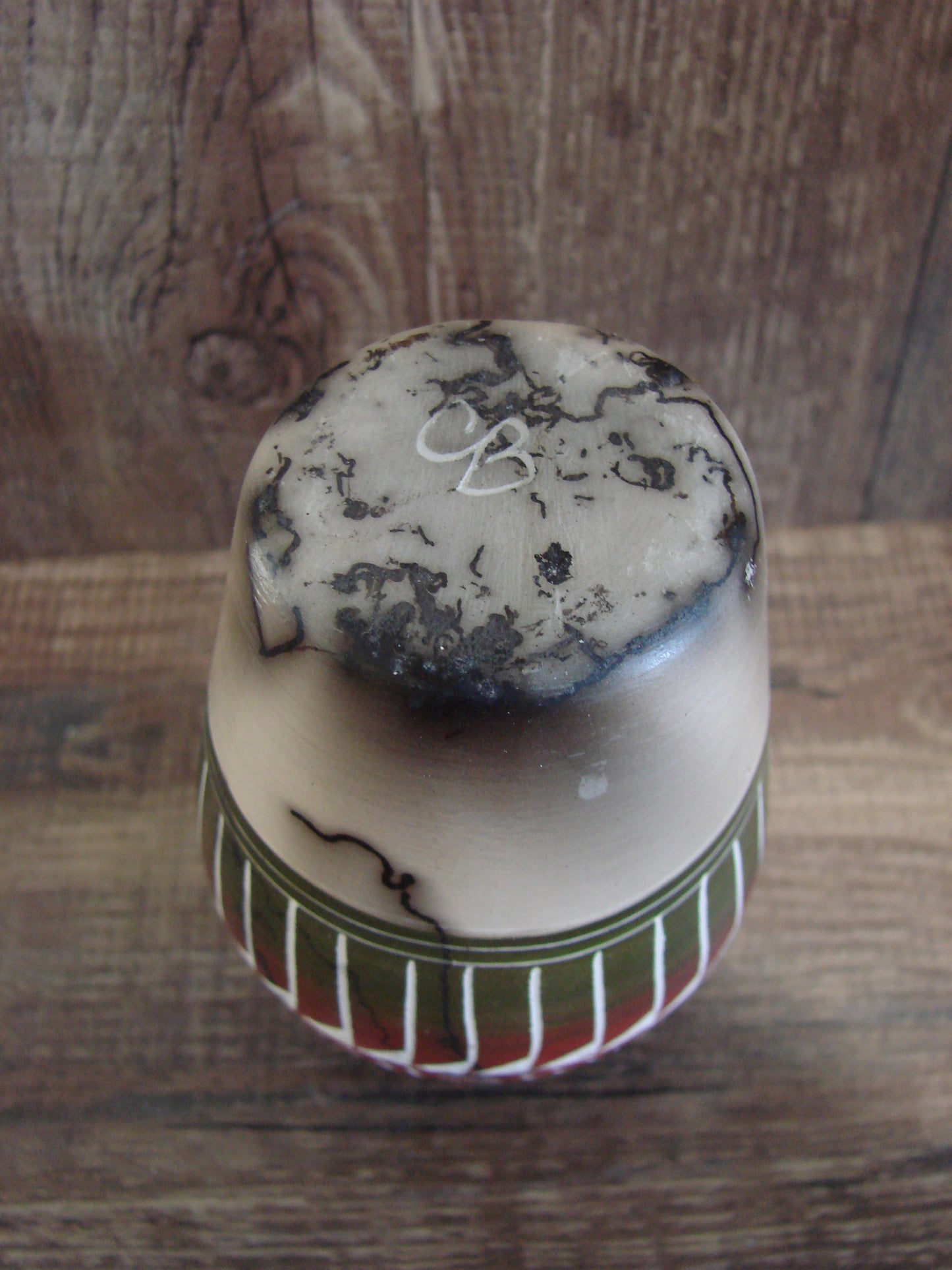 Small Native American Hand Etched Horse Hair Pottery - Benally