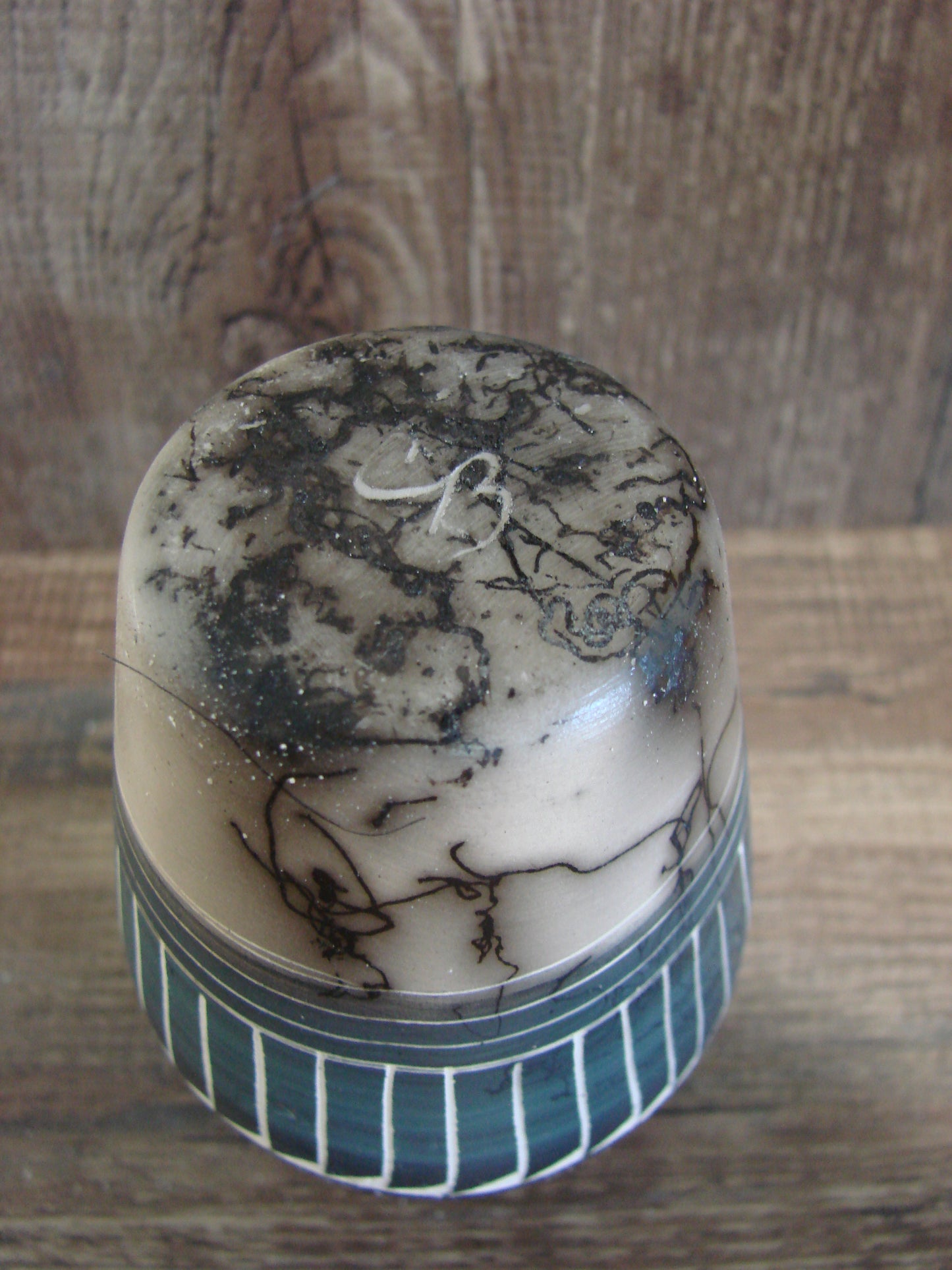 Small Native American Hand Etched Horse Hair Pottery - Benally