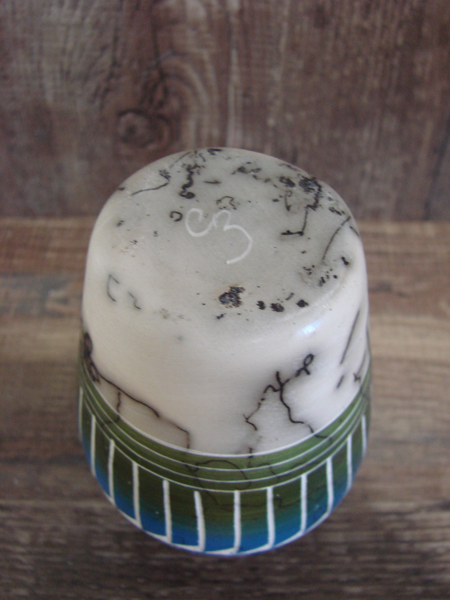 Small Native American Hand Etched Horse Hair Pottery - Benally