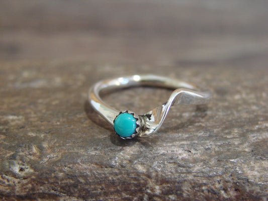 Navajo Sterling Silver Turquoise Ring by Yolanda Skeets- Size 4.5
