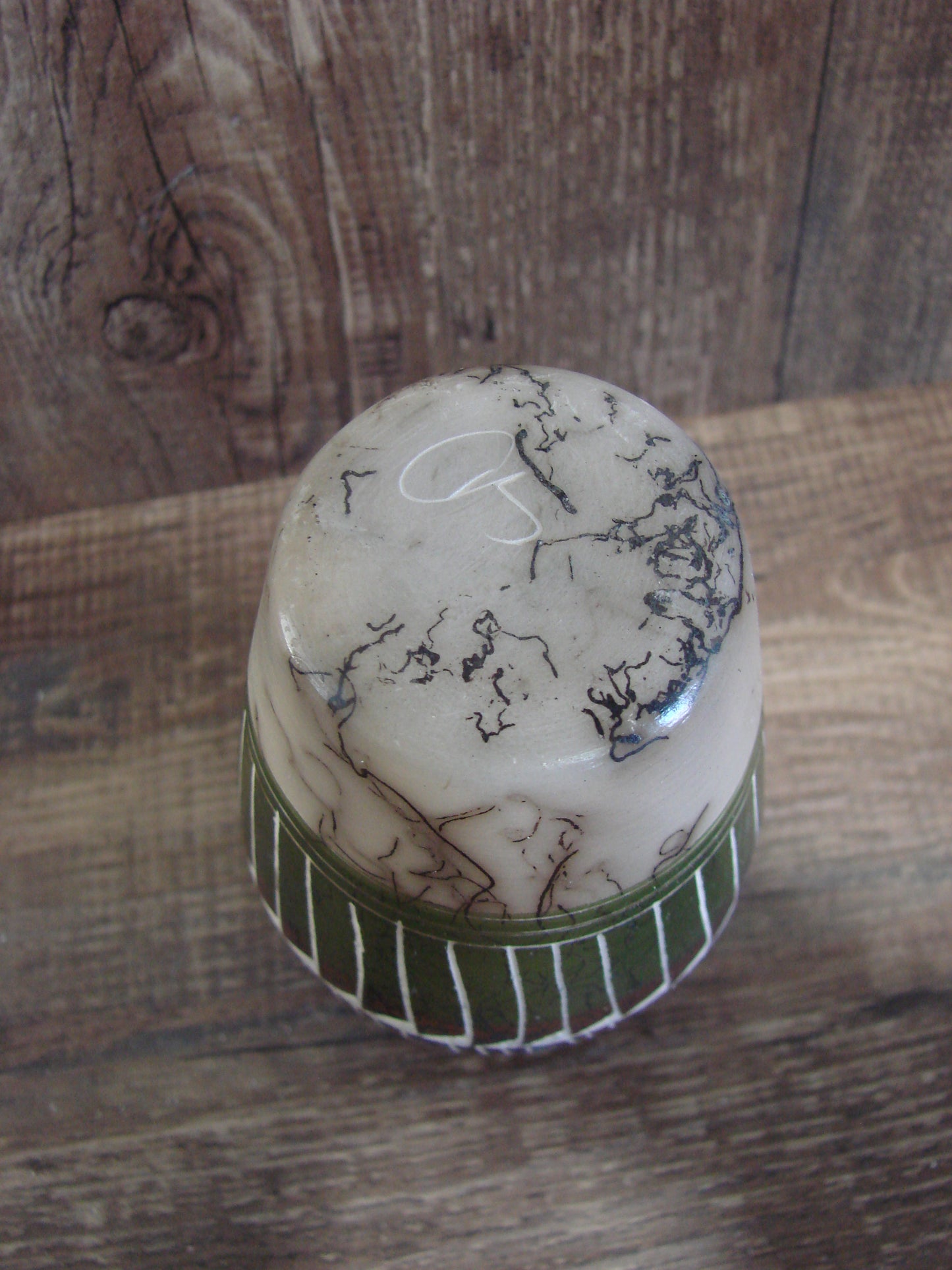 Small Native American Hand Etched Horse Hair Pottery - Benally