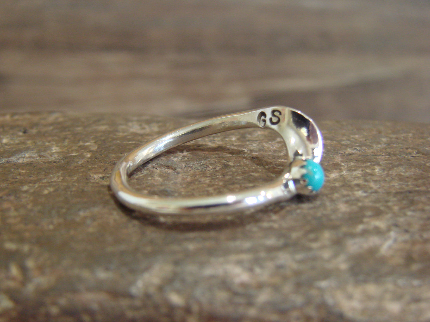 Navajo Sterling Silver Turquoise Ring by Yolanda Skeets- Size 6.5