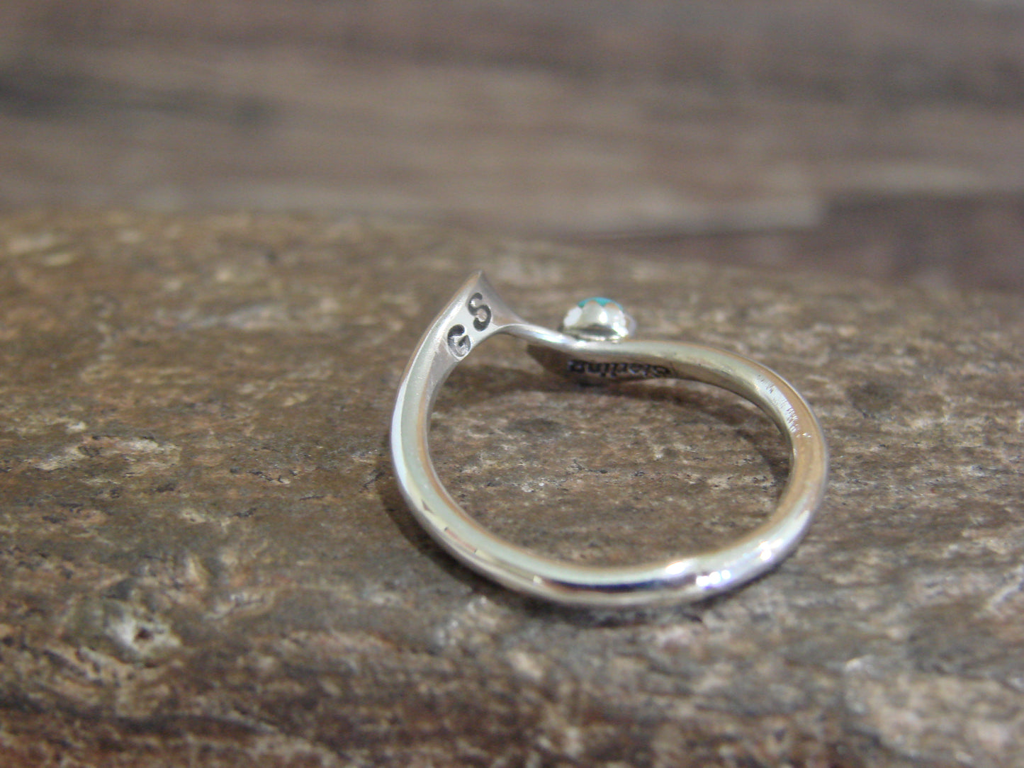 Navajo Sterling Silver Turquoise Ring by Yolanda Skeets- Size 6.5