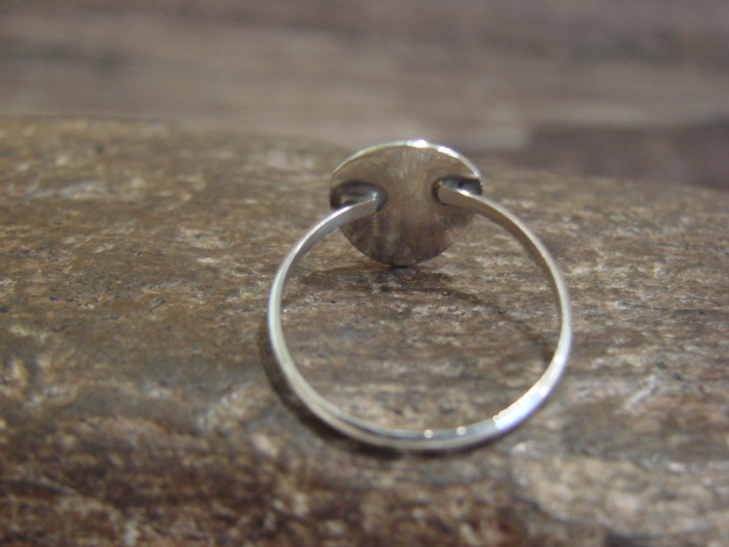 Native American Sterling Silver Coral Bear Paw Ring by Leta Parker - Size 6.5