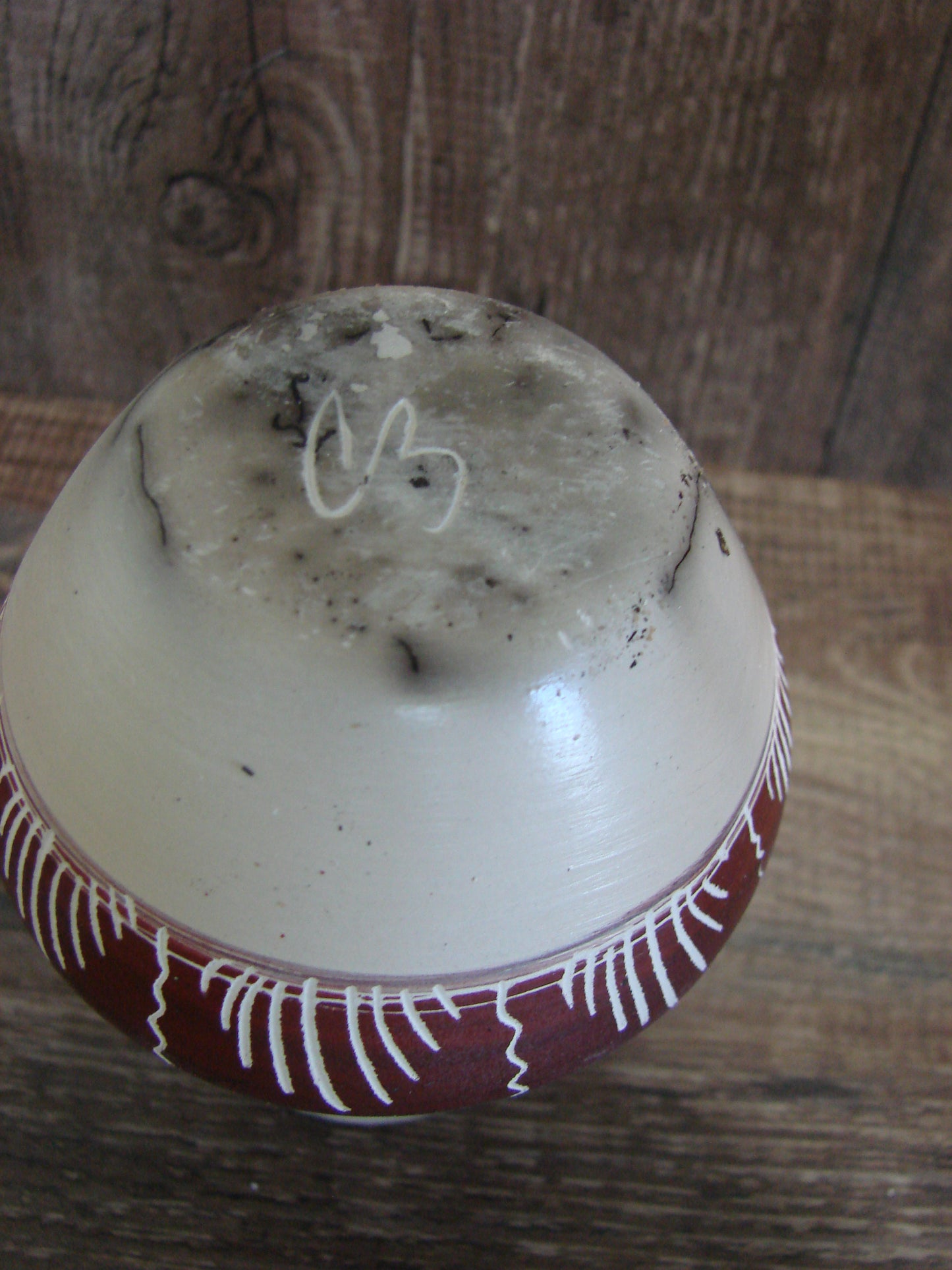 Small Native American Hand Etched Horse Hair Pottery - Benally