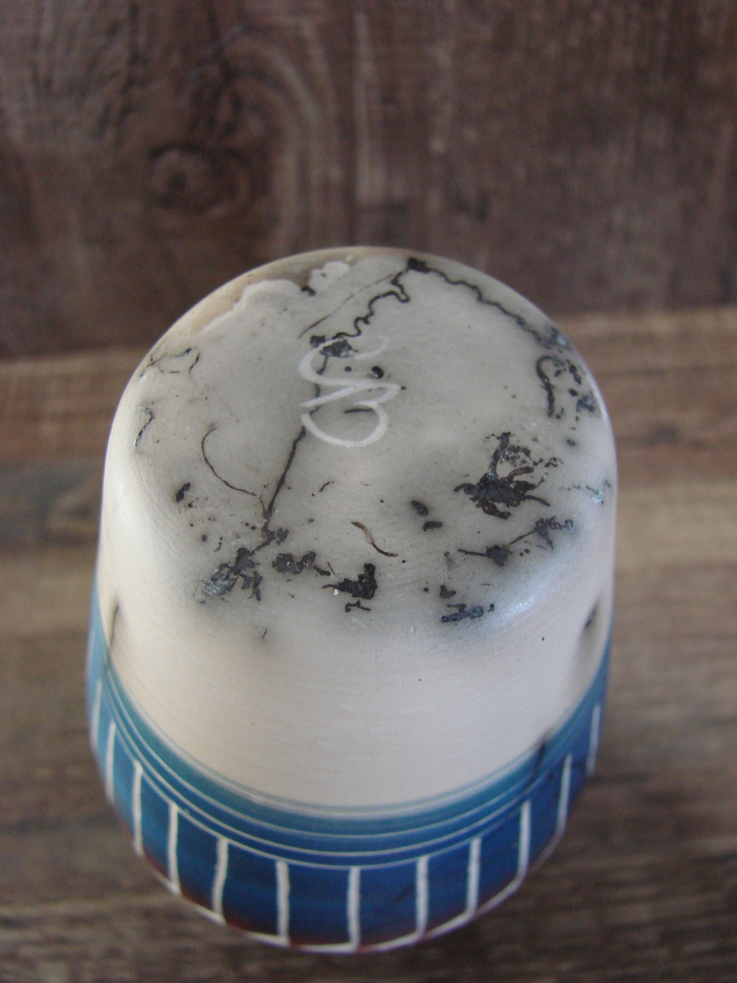 Small Native American Hand Etched Horse Hair Pottery - Benally