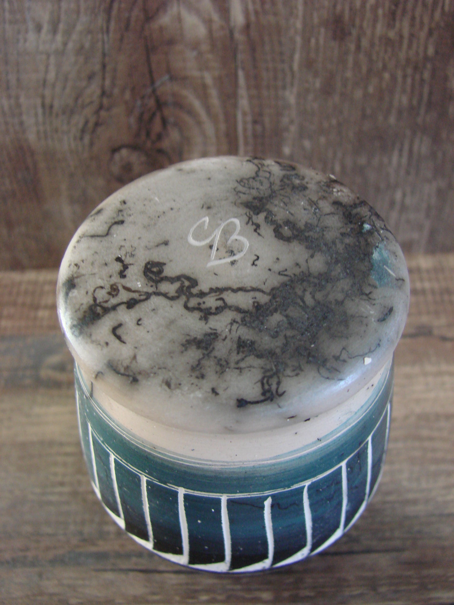 Small Native American Hand Etched Horse Hair Pottery - Benally