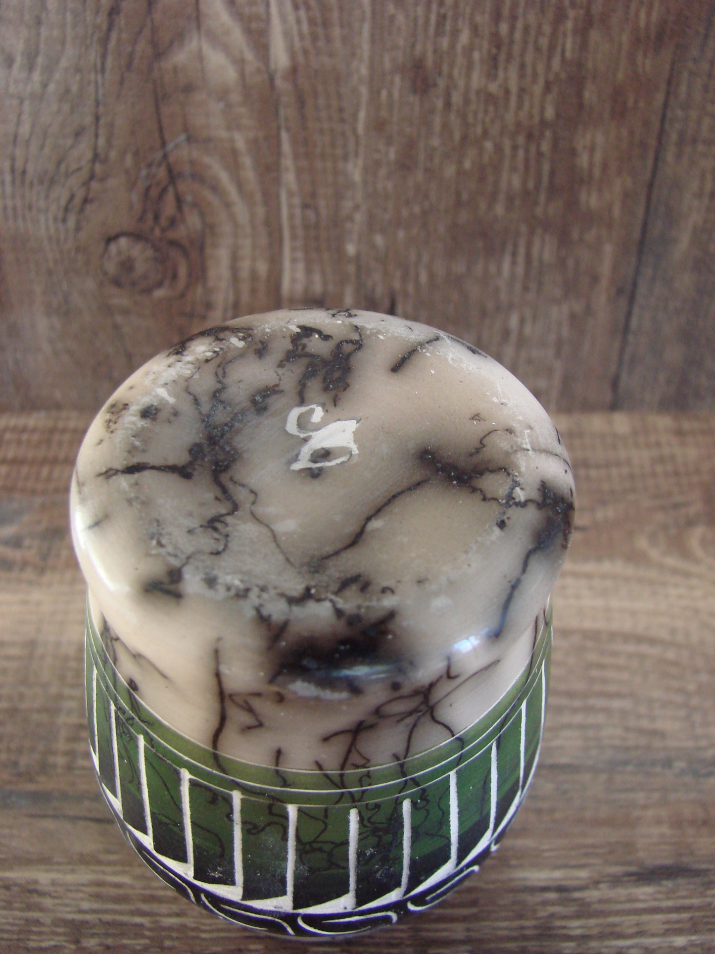 Small Native American Hand Etched Horse Hair Pottery - Benally