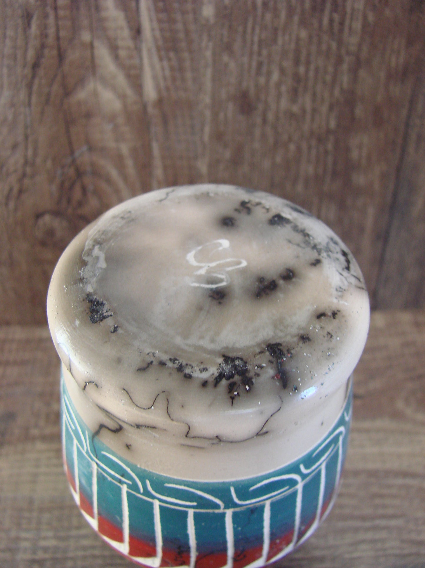 Small Native American Hand Etched Horse Hair Pottery - Benally