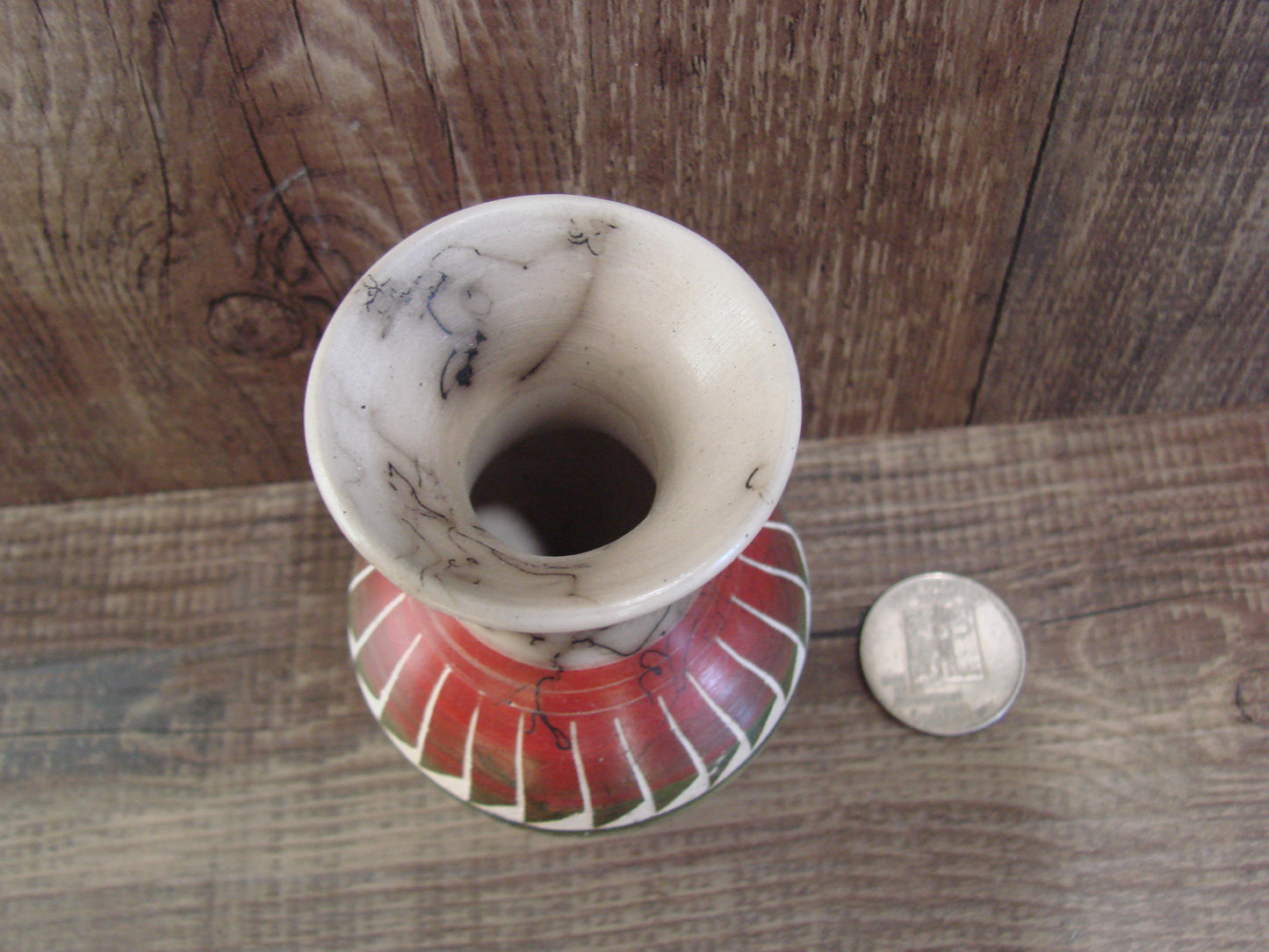 Small Native American Hand Etched Horse Hair Pottery - Benally