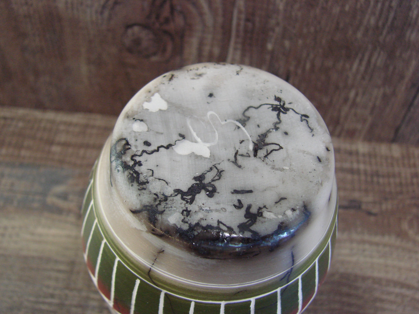 Small Native American Hand Etched Horse Hair Pottery - Benally