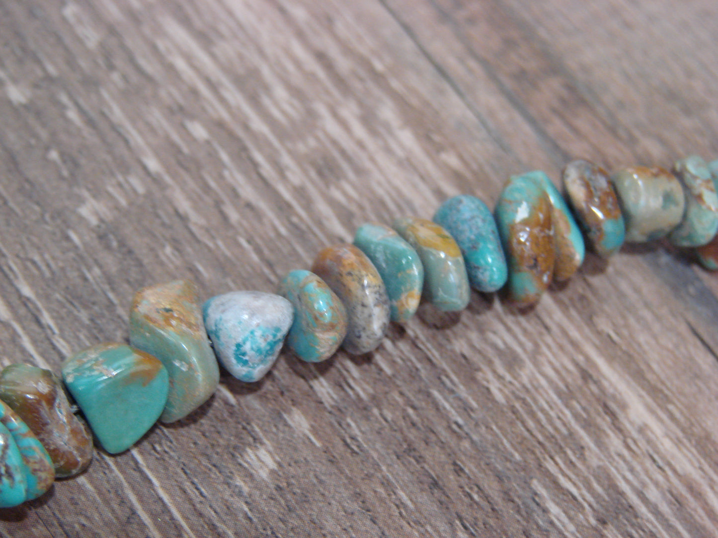 Native American Sterling Silver 17" Turquoise Nugget Stone Necklace by Coriz