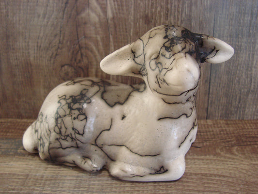 Native American Pottery Horse Hair Lamb Sculpture by Vail