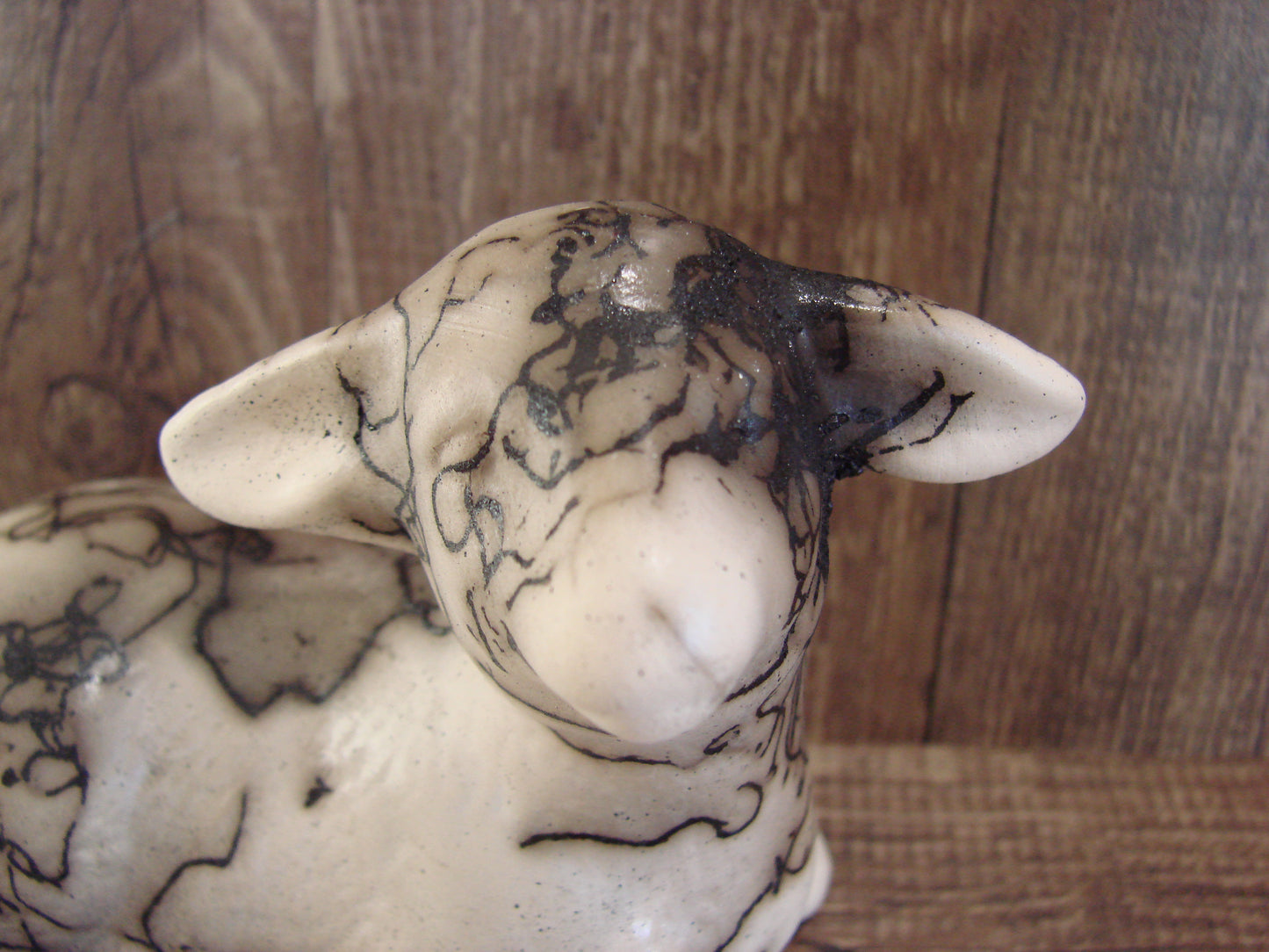 Native American Pottery Horse Hair Lamb Sculpture by Vail